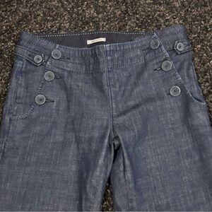 Banana Republic Nautical Chic Wide-Leg Jeans - Statement Button Detail, Size 10